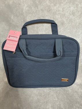 Nishel Quilted Navy Travel Toiletry Tote